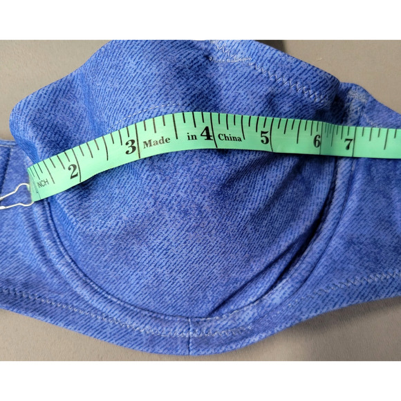 Aerie Underwire Bikini Top Womens 34D Blue Denim Print Unlined New - Picture 8 of 14